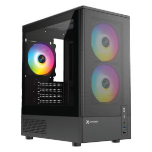 XTREME M31B M-ATX BLACK CASE TEMPERED GLASS WITH 3 RGB FAN WITHOUT PSU