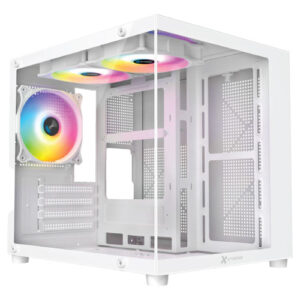 XTREME M95W MINI TOWER M-ATX WHITE CASE TEMPERED GLASS WITH 3 ARGB FAN WITHOUT PSU