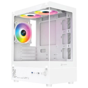 XTREME M95W MINI TOWER M-ATX WHITE CASE TEMPERED GLASS WITH 3 ARGB FAN WITHOUT PSU